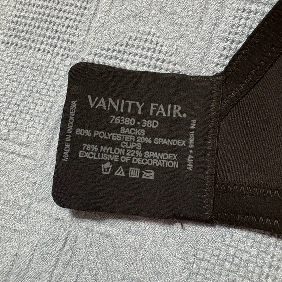 Vanity Fair Black Women's Bra size 38 D - Picture 7 of 13